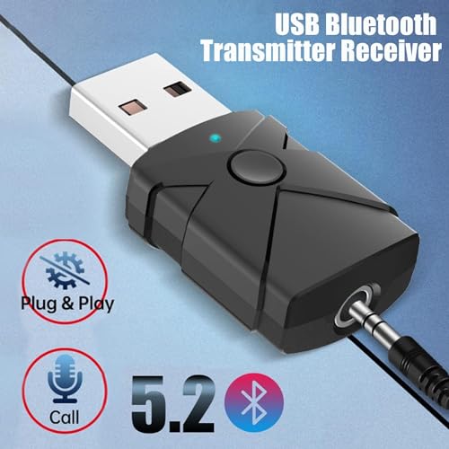 Récepteur émetteur Bluetooth 5.2, 5 en 1 sans Fil Voiture Adaptateur Bluetooth Aux avec Prise Jack 3,5 mm pour Le Streaming de Musique, pour Haut-parleurs stéréo TV Maison Voiture – vue 3