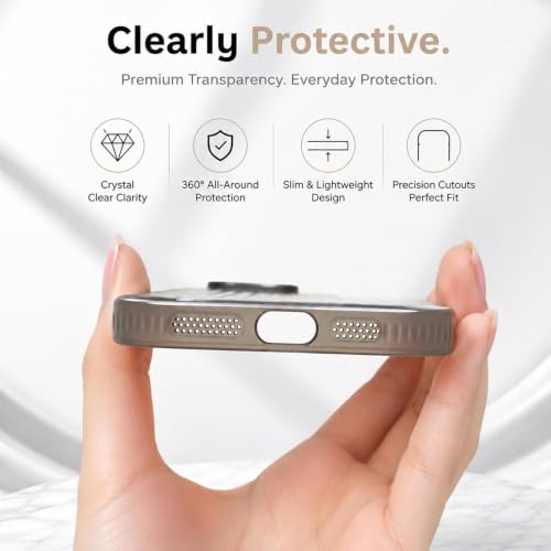 Image of keeshar MagPro Stripe case for Apple iPhone 13 /14 Black Frosted Transparent PC Hard Back Cover Camera & Body Protection|Anti Shock,Scratch Resistant Wireless Charging Compatible