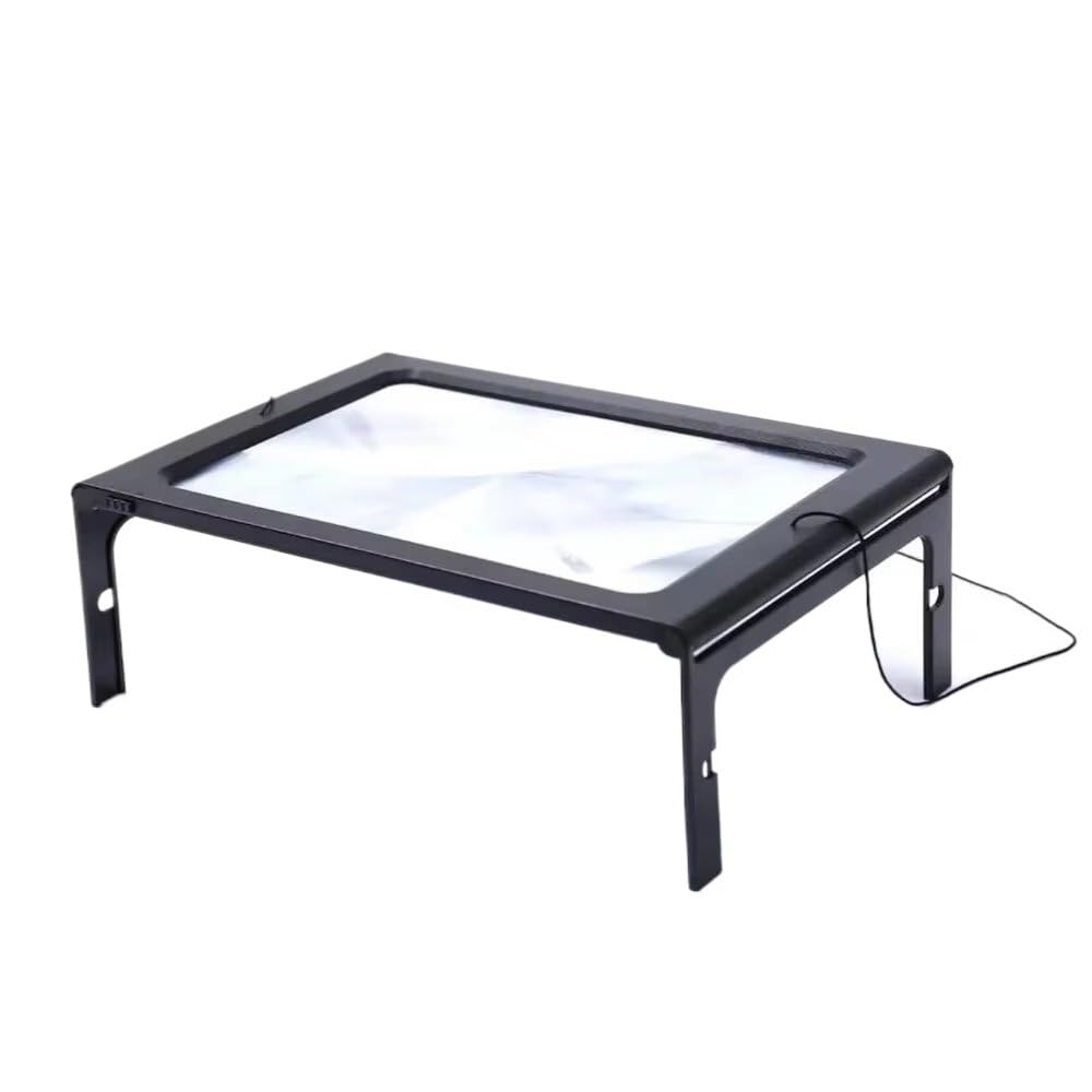 MQPALZKD A4 Reading Magnifier 3X Large Foldable Desktop Magnifying Glass with LED Lights ﻿