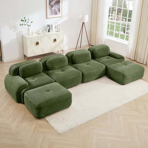 Image of Corduroy Modular Sectional Sofa, Oversized Cloud Couches for Living Room