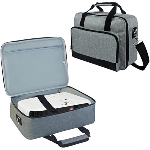Image of Belnotelt Projector Carrying Case for ViewSonic Projectors, Heavy Duty Oxford Bag with Shoulder Strap, Shockproof Storage Organizer with Pockets for Cables and Accessories, Black Grey