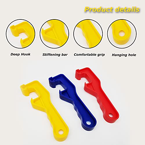 3 Pieces Plastic Bucket Lid Opener 5 Gallon Paint Can Lid Opener, Bucket Lid Lifter Remover Wrench Tool, Remover For Home Office Lid Opening Industrial Use (Red Yellow Blue) #TOP2