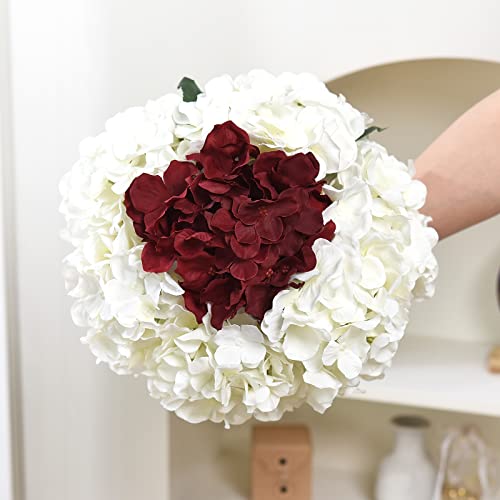 Lushidi Silk Hydrangea Heads With Stems Artificial Flowers Heads For Home Wedding Decor(Off White 20Pcs) #TOP3