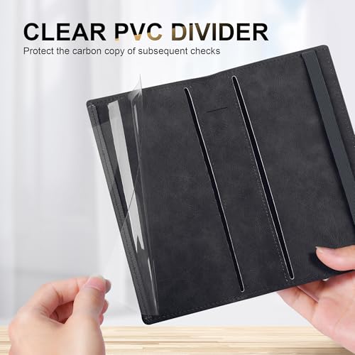 Image of CASMONAL Checkbook Covers for Personal Checkbook Holder RFID Premium Vegan Leather Checkbook Cover for Duplicate Checks
