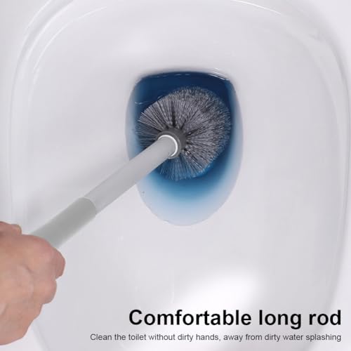 Image of Toilet Bowl Brush and Holder,Toilet Brush with Crevice Cleaning Brushes,No Dead Corner Clean Wall Mounted Compact Toilets Brushes Set,Durable Bristles for Bathroom,RV(White Grey)