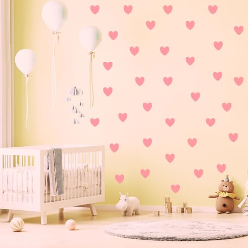 Image of Pastel Color Heart Sticker for Scrapbook or for Wall Decoration, Nursery Decor, Home Decor (Pink)