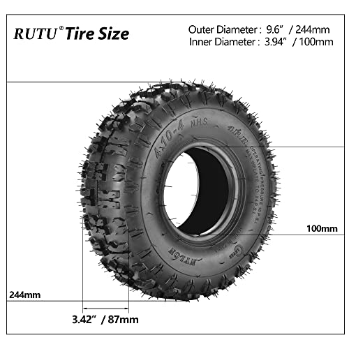 Rutu 4.10/3.50-4" Tire Premium Replacement Tire Replacement Wheels For Kids' Go Karts Garden Lawn Mower, Snow Blowers, Dollies, Hand Trucks, , Wheelbarrow Atvs With 4" Rim Hub (2 Pack) #TOP1