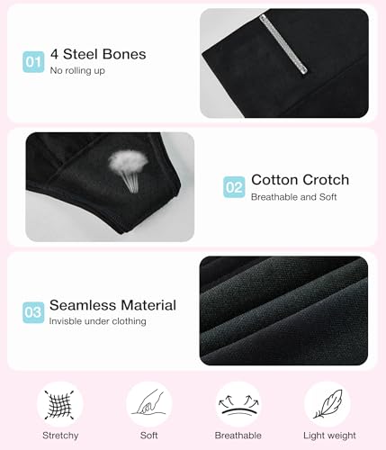 Eleady Thong Shapewear Tummy Control - 2 Piece Mid-Waist Compression Underwear Women Seamless Butt Lifting Panties4