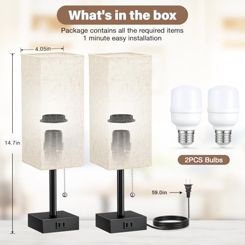 Fenmzee FZE-TL-SQUARE-15 Bedside Table Lamps For Bedroom Set Of 2 thumb #7