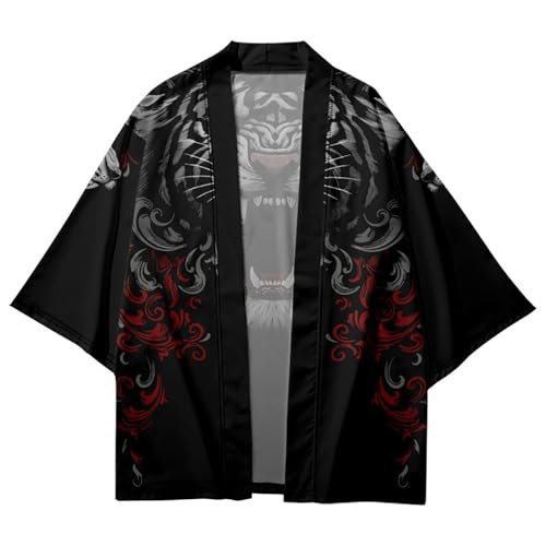 Image of Women's and Men Japanese Kimono Long Sleeves Loose Blouse Cover up Casual Cute Tops