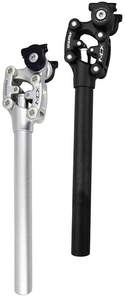 Bike Seat Post Aluminum Alloy Mountain Bike Suspension Seatpost 50mm Travel Seatpost Damping MTB Bicycle Suspension Seat Post (Silver,27.2x350mm)