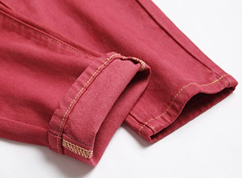 Boy's Skinny Fit Ripped Destroyed Distressed Slim Straight Fashion Kids Denim Jeans Pants,Red,5 #TOP6