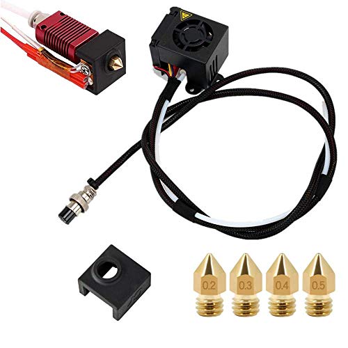 Cr-10S 3D Printers Original Replacement Parts/Accessories Full Assemble Mk8 Extruder Hot End Kits (With Nozzle 0.4Mm /0.2Mm /0.3Mm /0.5Mm) Fit For Creality 3D Printing Printer Cr-10 Cr-10S S4 S5 #TOP6
