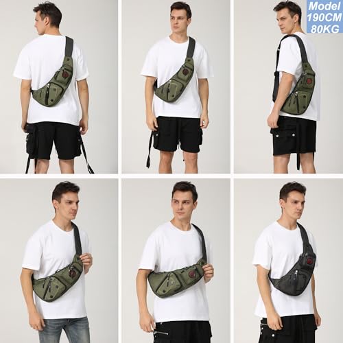 Image of NICGID Sling Bag Chest Shoulder Backpack Crossbody Bags Casual Daypack for Men Women, Army Green-2620n, Small, Travel