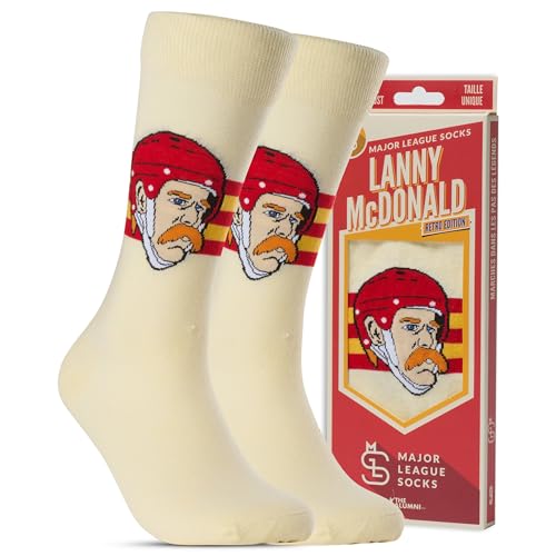 Major League Socks - NHL Calgary Lanny McDonald Retro Ice Hockey Socks - Unisex Apparel for Hockey Fans Perfect Holiday Gift for Athletes Sports Enthusiasts & Collectors Durable Size 7-13