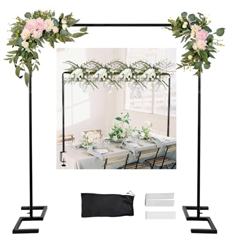 8.2 FT Wedding Arch Rectangle Stand Square Backdrop Stand Extra Clamps to Table Rod Stand Adjustable Photo Booth Background Kit Balloon Arch Stand for Valentines Day Birthday Baby Shower Decor