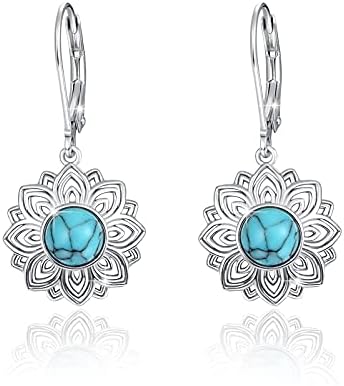 Moonstone/Zircon/Turquoise Dangle Drop Earrings 925 Sterling Silver Celtic Knot Hoop Leverback Earrings Hypoallergenic Jewelry Gifts for Women Girls Mother Mama Mom