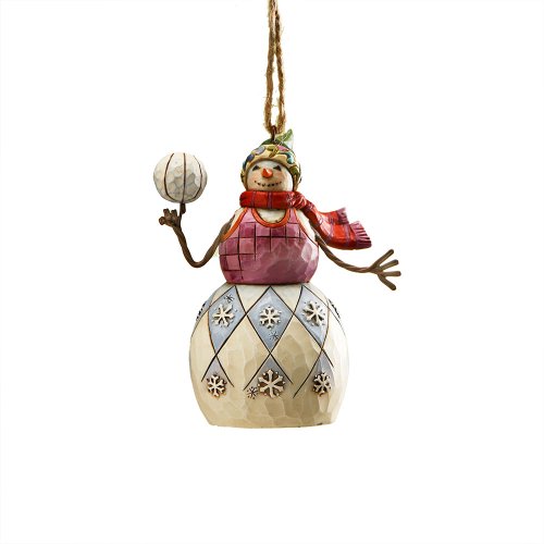 Enesco Jim Shore Heartwood Creek Snowman Playing Basketball Hanging Ornament, 4 Inches