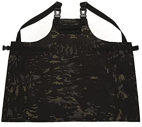 JFFCESTORE Tactical BBQ Apron - Outdoor Durable Camping Cooking Apron With Multiple Pockets - Black
