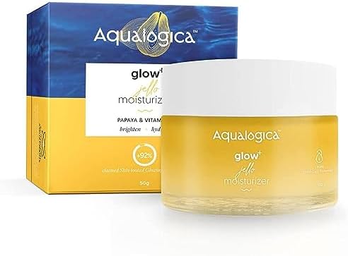 Aqualogica Glow+ Jello Face Moisturiser | Oil-Free Gel-Based Formula | Infused with Vitamin C & Papaya for Illuminating Moisturization | Gives Hydrated & Nourished Skin | 1.76 Oz/50g