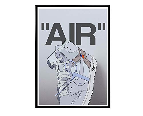 Rob'sTees Custom White Air Sneaker Poster, Hypebeast Poster, Pop Culture Wall Decor, Streetwear Pop Art Posters (FRAME NOT INCLUDED) (18x24)