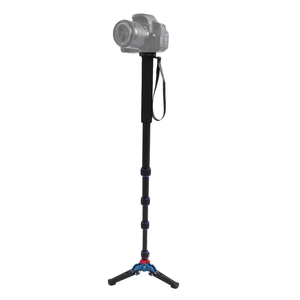 Trípode telescópico monopié de aleación de aluminio para cámaras, soporte estable portátil para entusiastas de la fotografía, negro, 5 secciones, 45-165 cm