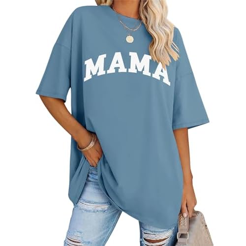 LOMON Oversized T Shirts for Women Short Sleeve Crewneck Summer Tops Loose Casual Mama Shirts Basic Tee