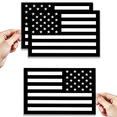 Black American Flag Magnets [3-Pack] USA Tactical Emblem for Car Truck SUV Bumper Motorcycle Fridge - Premium 4x6 Heavy-Duty Vinyl Decals - Patriots Military Veterans Gifts (Flat Cutout Magnet)