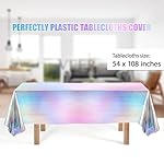 Iridescent Party Supplies Decorations,132 Pcs Disposable Iridescent Paper Party Plates Cups Knives Spoons Fork for Birthday Wedding Outdoor Picnic,Disposable Plastic Tablecloths for Dinner,Holiday - Image 3