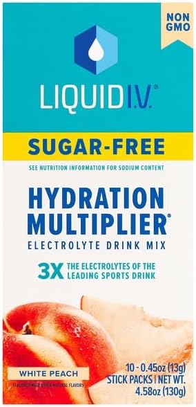 Product image of Liquid I.V., Electrolyte Drink Mix Sugar-Free White Peach, 4.58 Ounce