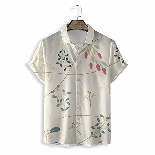 Chemise hawaïenne pour hommes à motif fruits sauvages et manches courtes