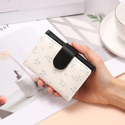 Image of RNIEGA Small Wallets for Women Trifold Vegan Leather Wallet RFID Blocking Card Holders with ID Window