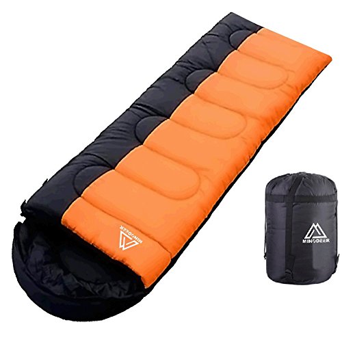 寝袋 封筒型 軽量 sleepingbag アウトドア 登山 車中泊 丸洗い 夏用 冬用 収納袋付き B (B/Orange 1.0kg Left)