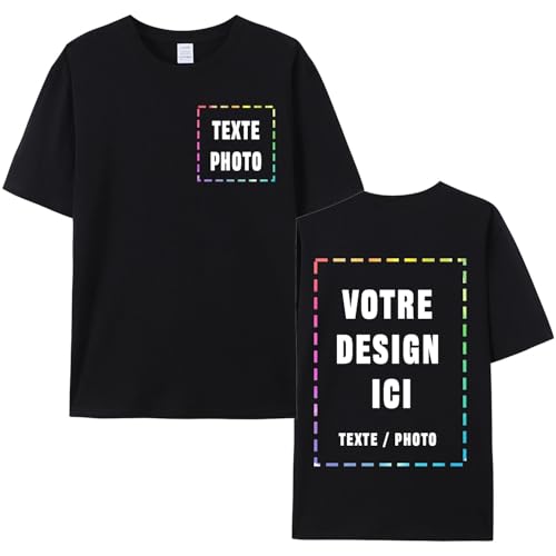 T-Shirt Personnalisé Homme Femme - Tee Shirt Personnalisable avec Photo, Texte, Image - Cadeau Personnalisé - 100% Coton