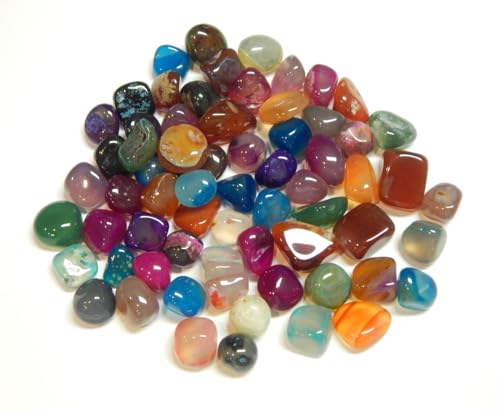 Perlin Pack of 50 Agate Gemstones Semi-Precious Stones Beads 9 mm ~ 15 mm Tumbled Stones Gemstone Semi-Precious Stone for Gemstone Game for Treasure Hunting and Decoration (Multi-Colour) - Image 3