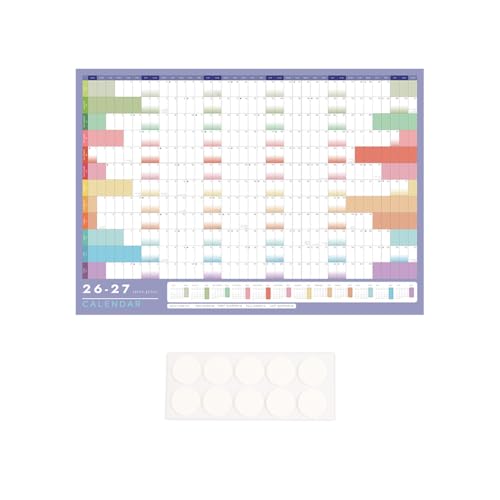 Wall planner 2026-2027 UK Academic Year Wall Planner A3 Size (7.75 x 16.5) Jul 2026 - Jun 2027 with Mini 26-27 Calender for Office Home and School Non-laminated Year Planner