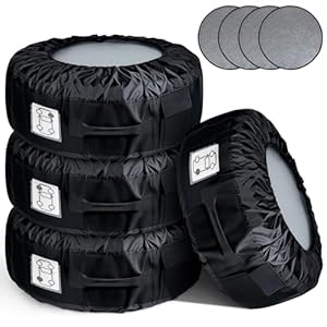 Fxlpower Reifentaschen 4er Set 18-22 Zoll - Reifenschutzhülle für Winterreifen Sommerreifen XXL Reifensäcke bis 35kg - Wasserdichtes 600D Oxford Reifentüten Set Inkl. 4X Filzpads zur SUV PKW Kombi