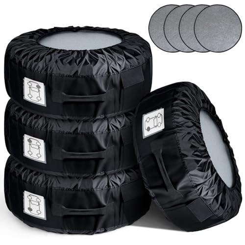 Fxlpower Juego de 4 Fundas para Neumáticos 18-22 Pulgadas - Bolsas XXL hasta 35kg - Fundas de Neumáticos en Oxford 600D Impermeable con 4 Almohadillas de Fieltro y Bolsillo para Tornillos para Almacen