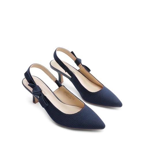DREAM PAIRS Women's Kitten Heels Slingback Closed Toe Low Pumps Dress Bridal Elegant Wedding Casual Shoes3