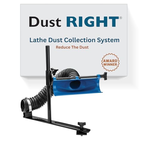 Dust Right Lathe Dust Collection System – Shop Dust Collection System Reduce the Amount of Dust in Air, Floor - Lathe Dust Collection Includes 9” Dust Scoop, Port Boom Arm, Hose Clamp, & More