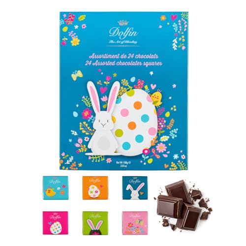 Dolfín® | Caja de 24 bombones de Pascua Carrè | Caja Regalo de Chocolates con Leche y Negros Sabores Surtidos - 108 Gr