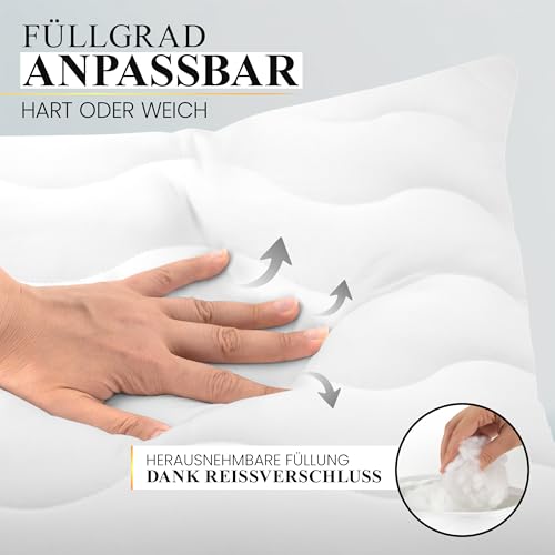 Gentle North Hochwertige Kopfkissen 80x80 cm groß in Hotelqualität - Flauschiges, gut gefülltes Schlafkissen für Allergiker geeignet (Ökotex 100 Zertifiziert) - 60° Waschbar