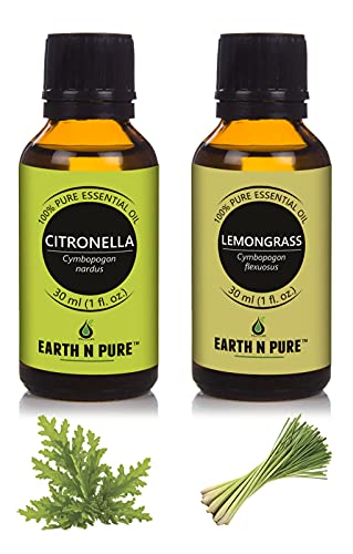 Image of Earth N Pure Lemongrass & Citronella Essential Oils | Pack Of 2 (30 ml each) | 100% Pure, Undiluted, Natural And Therapeutic Grade - Perfect for Aromatherapy, Skin Therapy & More
