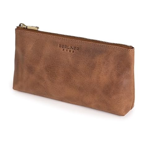 Berliner Bags Kosmetyczka premium Anna ze skóry, mały piórnik dla kobiet, piaskowy, XS, Minimalistyczny
