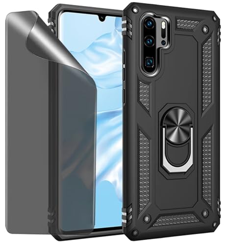 CLYDITE compatibile per cover Huawei P30 Pro Nero Custodia con Privacy Pellicola Protettiva Vetro Temperato