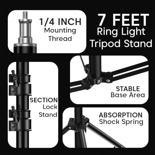 Image of Sounce 12 Inch Professional LED Ring Light with 7 Feet Tripod Stand | 3 Temperature Modes & Dimmable Brightness | Compatible with Mobile & Camera | for Photo Shoot, Video Shoot & Makeup