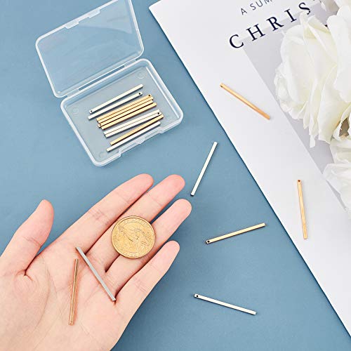 Arricraft 20 Pcs 40 ×2Mm Brass Strips Pendants Charms, Bar Connectors Charms For Bracelet Necklace Jewelry Making- Platinum & Golden #TOP2