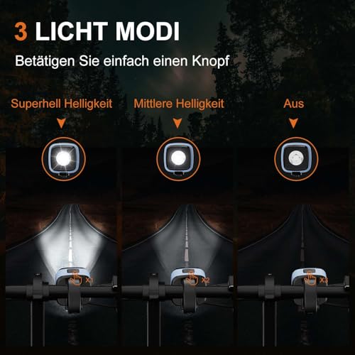 Antimi Fahrradleuchten-Set, StVZO-zugelassen Beleuchtungsset Led IPX5 Frontlicht + Rücklicht Fahrradlicht Set USB Typ C – Ansicht 2