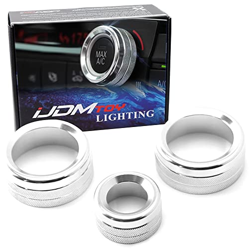 iJDMTOY 3pc Silver Anodized Aluminum AC Climate Control and Radio Volume Turner Ring Covers Compatible with BMW 1 2 3 3GT 4 Series (F20 F22 F30 F31 F32 F33 F80 F82 F87)