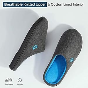 VeraCosy Tweekleurige pantoffels van traagschuim voor heren, Donker Grijs Blauw, 10/11 UK